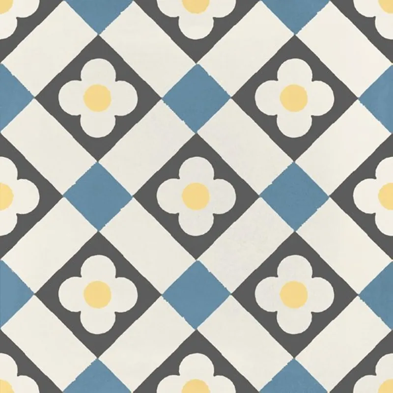 Tijdelijk Beschikbaar JOS. Hidro VLtegel Decor 197X197 Funflowers Blue 8.3mm Mat
