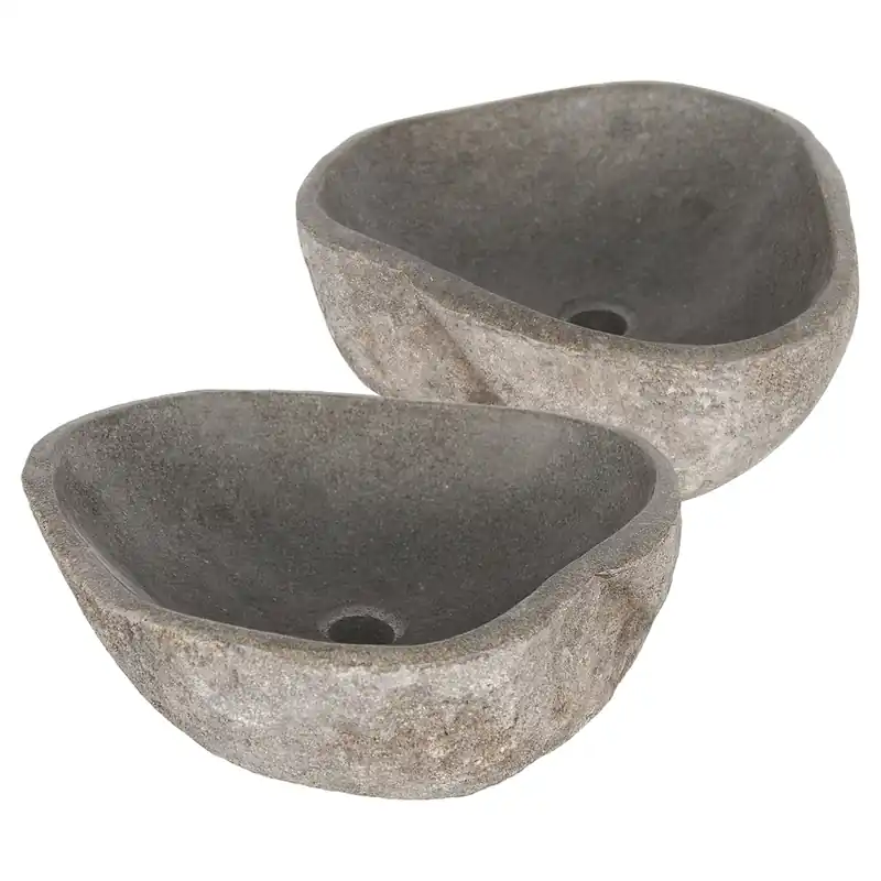 Differnz Lombok waskom duo - riviersteen | Ø 40 - 50 x 15 cm Tijdelijk Beschikbaar
