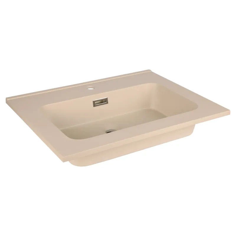 Differnz Elin wastafel kunstmarmer | mat taupe | 61 x 46.5 x 1.5 cm Premium