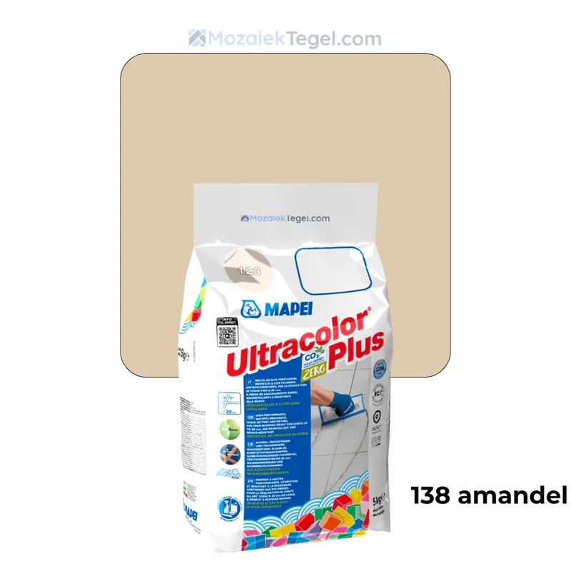 Mapei | Ultracolor Plus | 138 Amandel | Cementgebonden | Voegmiddel | 5KG Nieuw