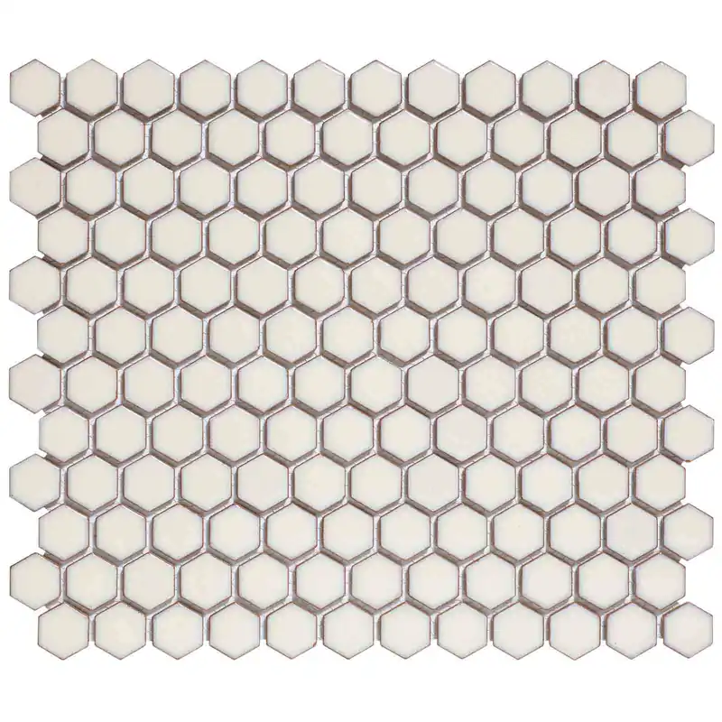 Uitverkoop The Mosaic Factory Barcelona Mozaiek Tegel Hexagon - Zacht wit met rand Porselein Geglazuurd 260x300 mm