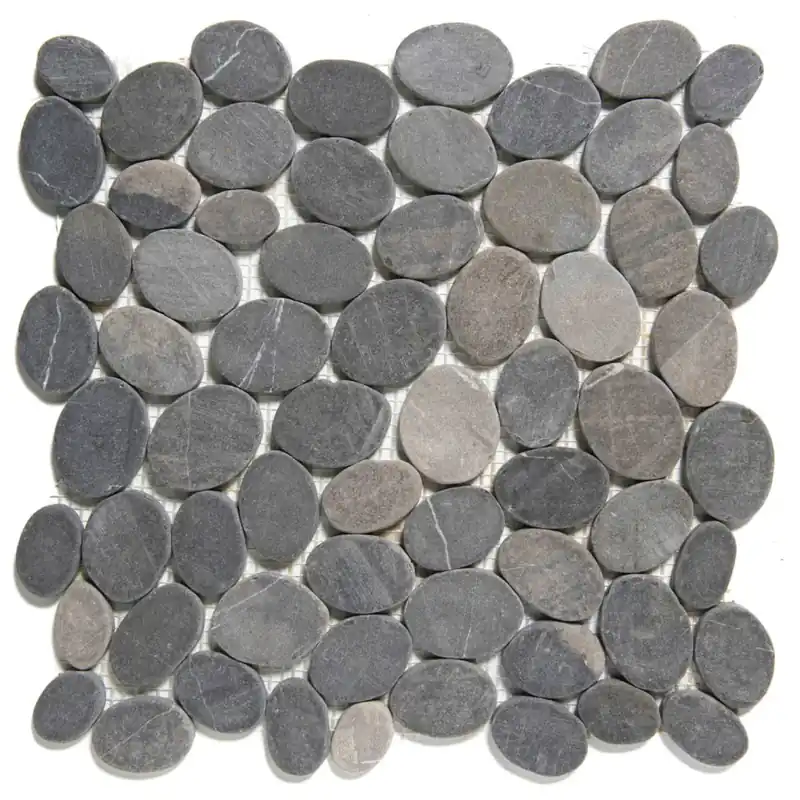The Mosaic Factory Natural Stone Mozaiek Tegel Pebbles - Dark Grey Marmer Natural 300x300 mm Voordeelprijs