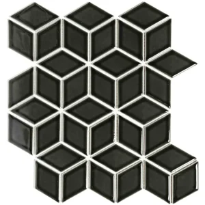 Meest Verkocht The Mosaic Factory Paris Mozaiek Tegel Cubic - Zwart Porselein Geglazuurd 266x305 mm