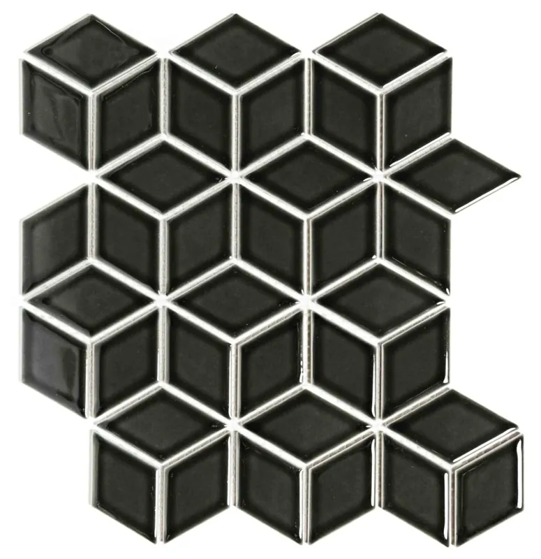 Meest Verkocht The Mosaic Factory Paris Mozaiek Tegel Cubic - Zwart Porselein Geglazuurd 266x305 mm