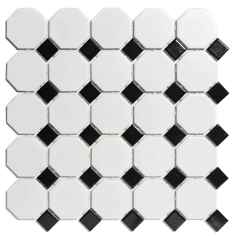 The Mosaic Factory Paris Mozaiek Tegel Octagon - Wit en Zwart Porselein Geglazuurd 295x295 mm Koop Vandaag
