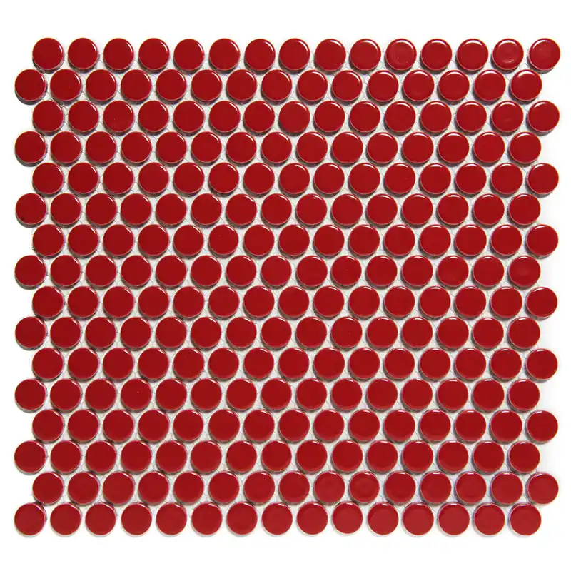 Nu Kopen The Mosaic Factory Venice Pennyround Mozaiek Tegel Rond - Rood Porselein Geglazuurd 315x294 mm