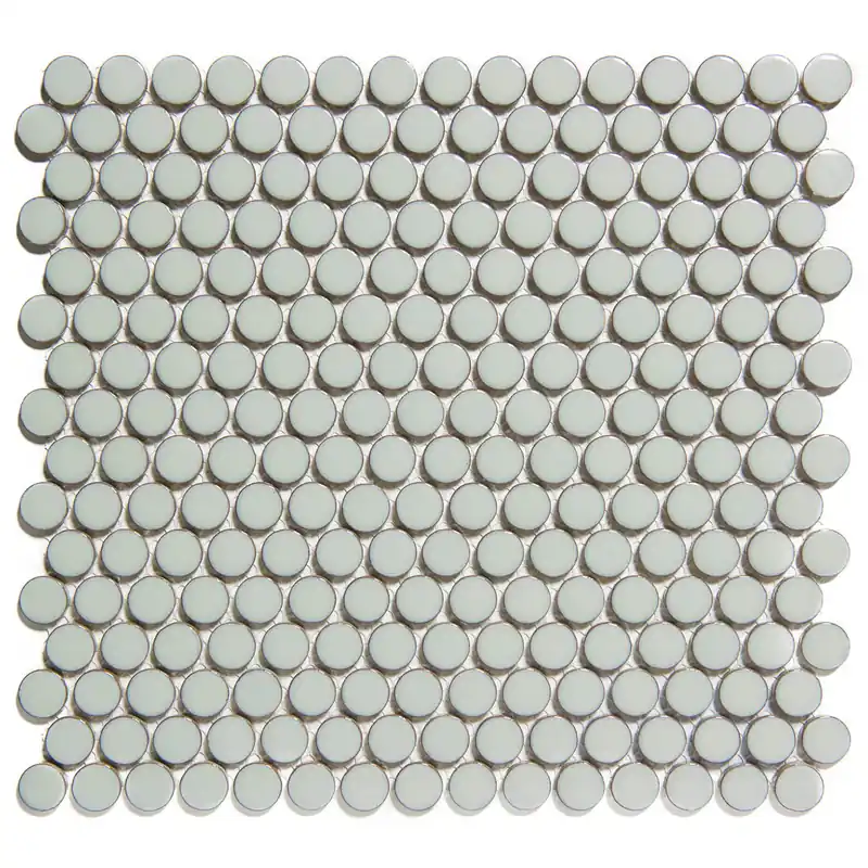 The Mosaic Factory Venice Pennyround Mozaiek Tegel Rond - Licht grijs met rand Porselein Geglazuurd 315x294 mm Hoge Kwaliteit