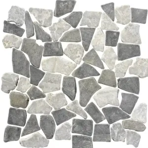 Dagaanbieding Stone Line Palladiana Mozaiek Tegel Breuk - Grijs / Antracite Marmer Ongeglazuurd 300x300mm