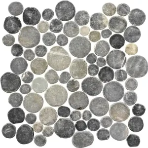 Favoriet Stone Line Coins Mozaiek Tegel Round - Antracite Marmer Ongeglazuurd 300x300mm