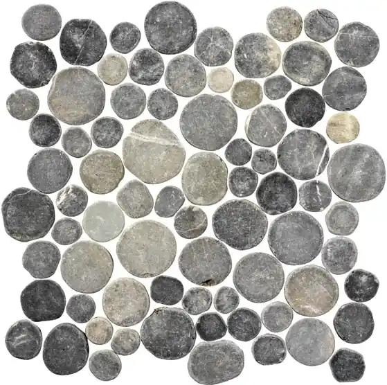 Favoriet Stone Line Coins Mozaiek Tegel Round - Antracite Marmer Ongeglazuurd 300x300mm