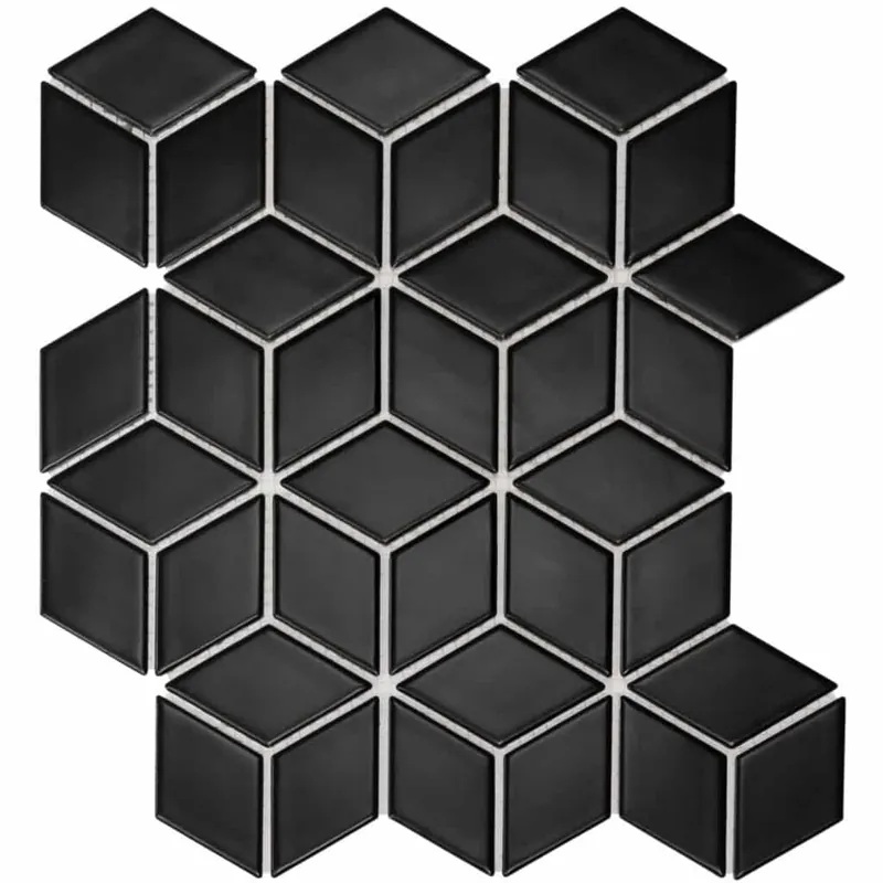 The Mosaic Factory Paris Mozaiek Tegel Cubic - mat Zwart Porselein Geglazuurd 266x305 mm Merkproduct