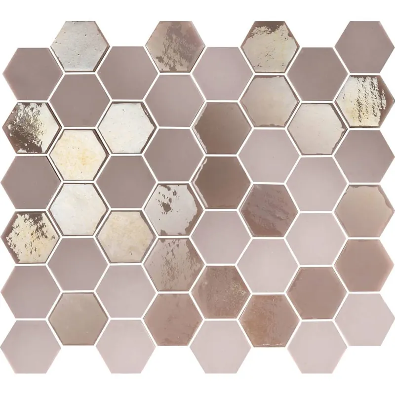 Alleen Vandaag The Mosaic Factory Valencia Mozaiek Tegel Hexagon- Roze Glas Recycled 278x325 mm