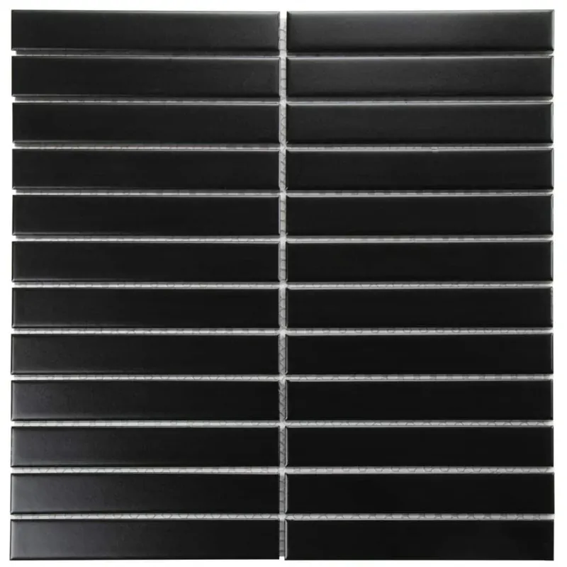 Must-Have The Mosaic Factory Sevilla Mozaïek Tegel Kitkat Vinger - Mat Zwart Porselein Geglazuurd 296x300 mm