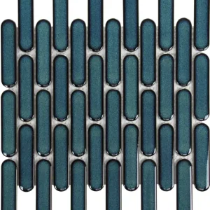 The Mosaic Factory Sevilla Mozaïek Tegel Ovaal Vinger - Azuur Blauw Gespikkeld Porselein Geglazuurd 300x300 mm Lage Prijs