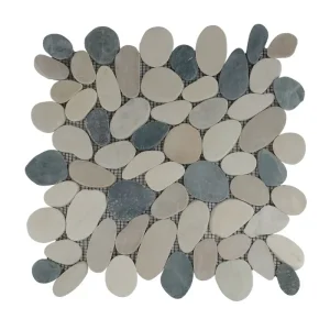 Beperkt Aanbod Stabigo Pebble S sliced tumb honed mix black & brown 30x30 cm
