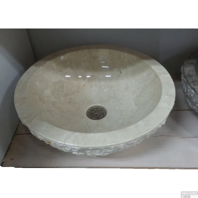 Waskom Natuursteen W01 Marmo Cream 40x40x15 cm - Spoelbak Direct Verzonden