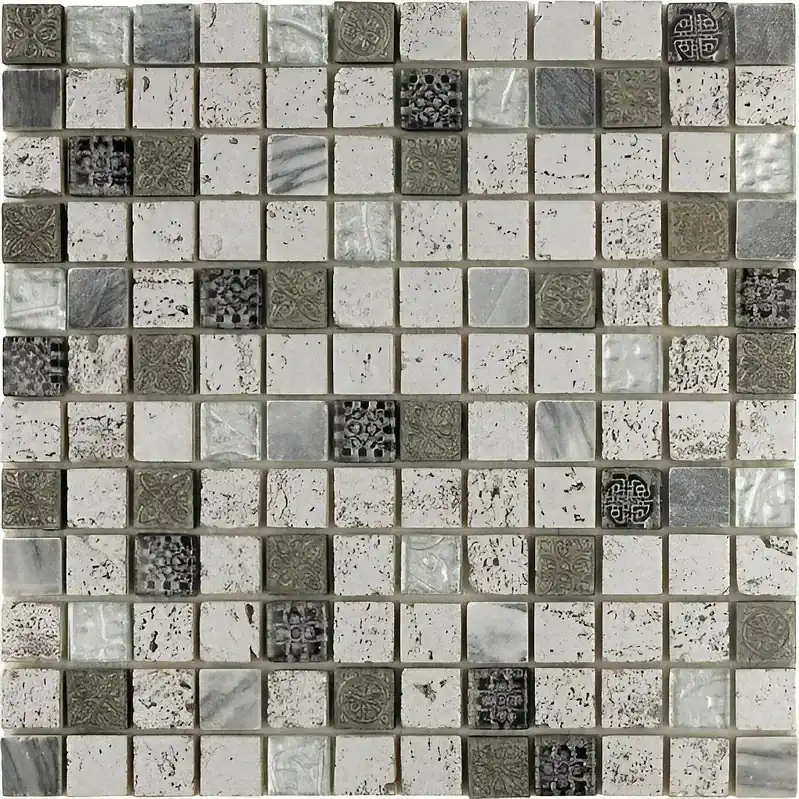 Mozaïek tegels Imperium zilver 30x30 - Vierkant Wandtegels Glas Koopje
