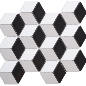 Mozaïek tegels Kubus Grijs 26,74x30,9 - Ruit Wand en vloer Geglazuurde porseleinen steengoed Speciale Aanbieding