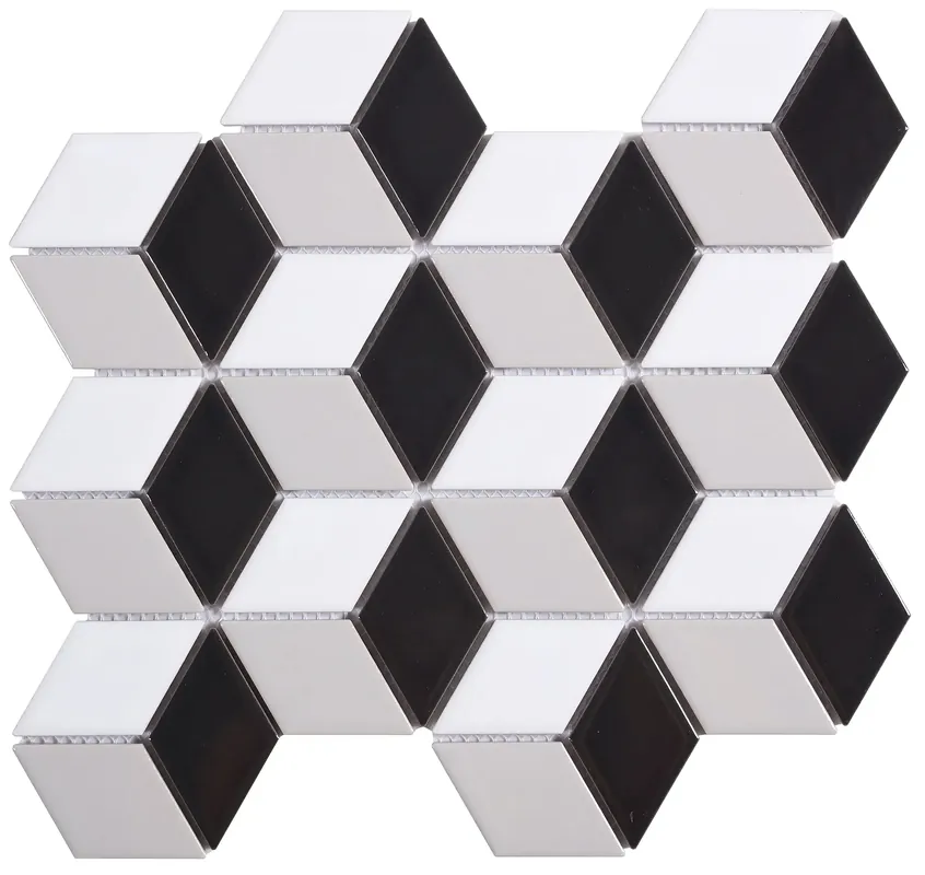 Mozaïek tegels Kubus Grijs 26,74x30,9 - Ruit Wand en vloer Geglazuurde porseleinen steengoed Speciale Aanbieding