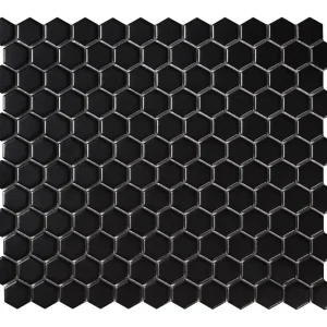 Meest Verkocht Mozaïek tegels Zeshoek Zwart Mat 26x30 - Hexagon Wand en vloer Geglazuurde porseleinen steengoed