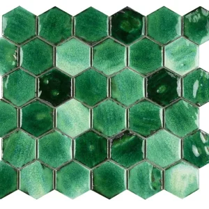 Lage Kosten Mozaïek tegels Mykonos-smaragd 31,2x27 - Hexagon Wandtegels Geglazuurde porseleinen steengoed