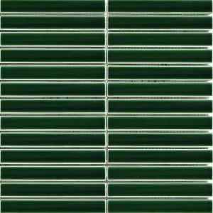 Mozaïek tegels Piano Kitkat Fingers Groen 29,6x29,9 - Rechthoek Wandtegels Geglazuurde porseleinen steengoed Exclusieve Aanbieding