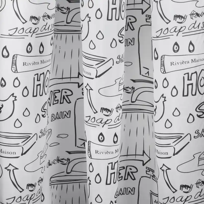 Gereduceerde Prijs Differnz Bath douchegordijn 100% polyester - verzwaarde onderzoom - 180 x 200 cm - zwart