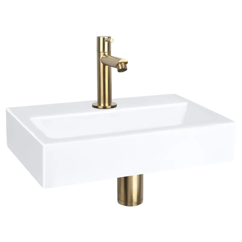 Differnz Flat fonteinset keramiek - kraan recht - 38 x 24 x 7 cm - mat goud Merkproduct