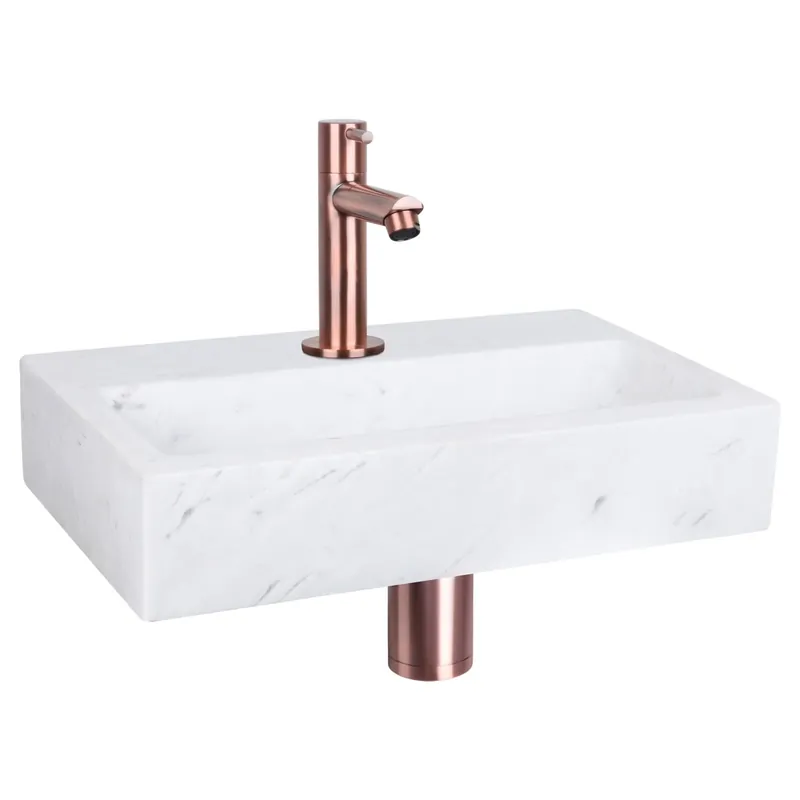 Differnz Flat fonteinset marmer - kraan recht - 38 x 24 x 8 cm - rood koper Lage Prijs