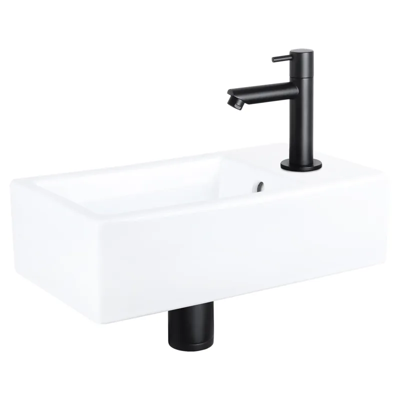 Laatste Kans Differnz Force fonteinset keramiek - kraan recht - 40 x 22 x 11.5 cm - mat zwart