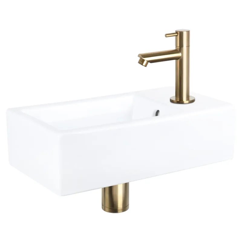 Differnz Force fonteinset keramiek - kraan recht - 40 x 22 x 11.5 cm - mat goud Aanbieding
