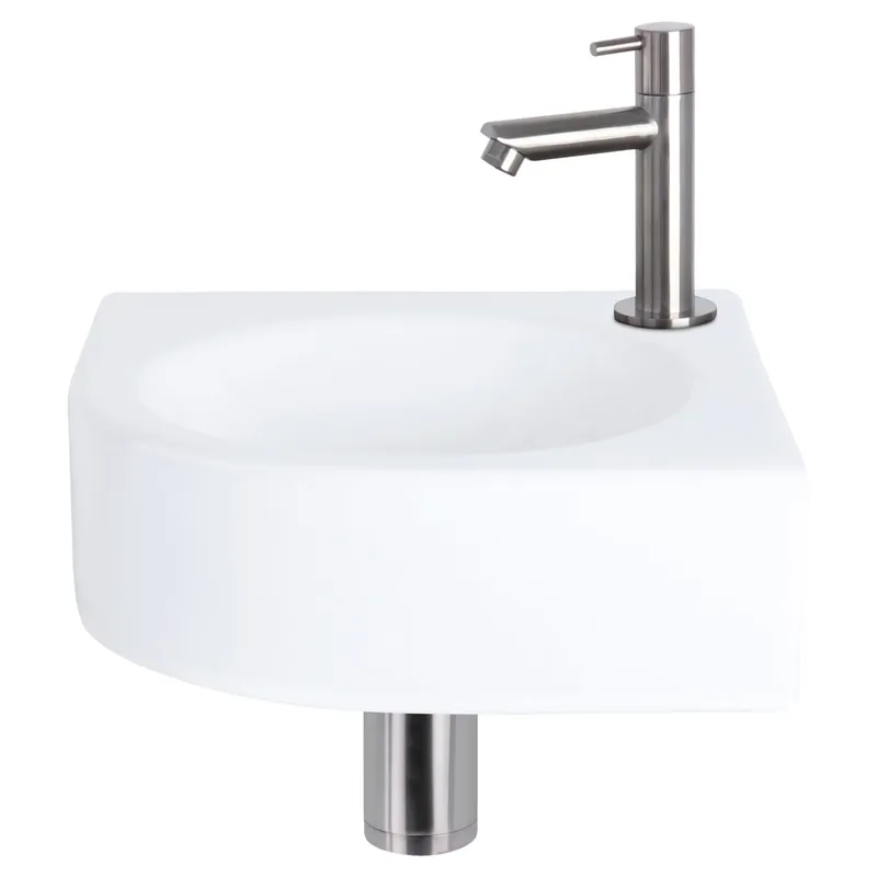 Differnz Cleo fonteinset keramiek - kraan recht - 30 x 30 x 10 cm - mat chroom Fabrieksprijs
