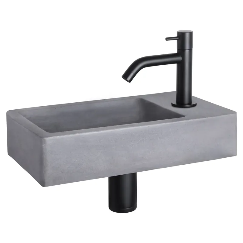 Differnz Force fonteinset beton donkergrijs - kraan gebogen - 40 x 22 x 8 cm - mat zwart Favoriet