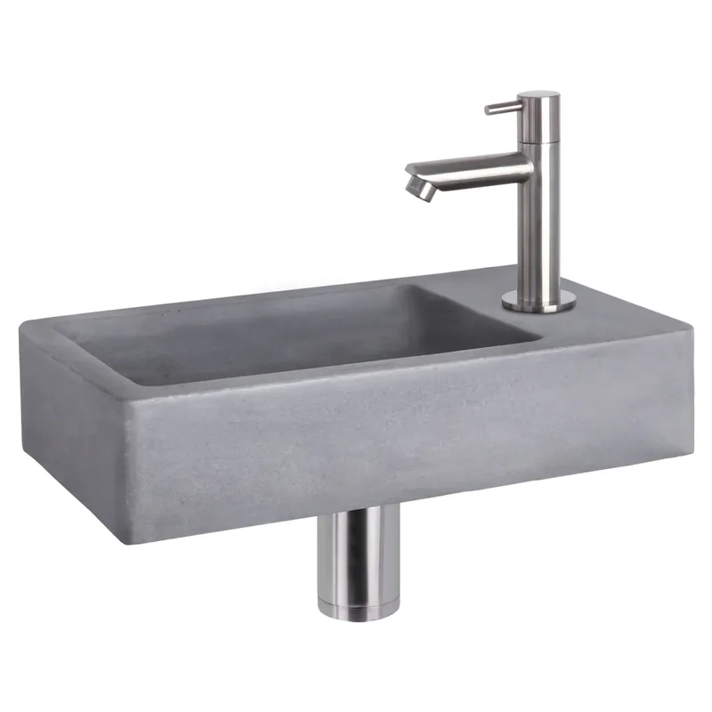 Differnz Force fonteinset beton donkergrijs - kraan recht - 40 x 22 x 8 cm - mat chroom Uitverkoop