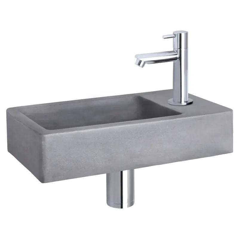 Speciale Aanbieding Differnz Force fonteinset beton donkergrijs - kraan recht - 40 x 22 x 8 cm - chroom