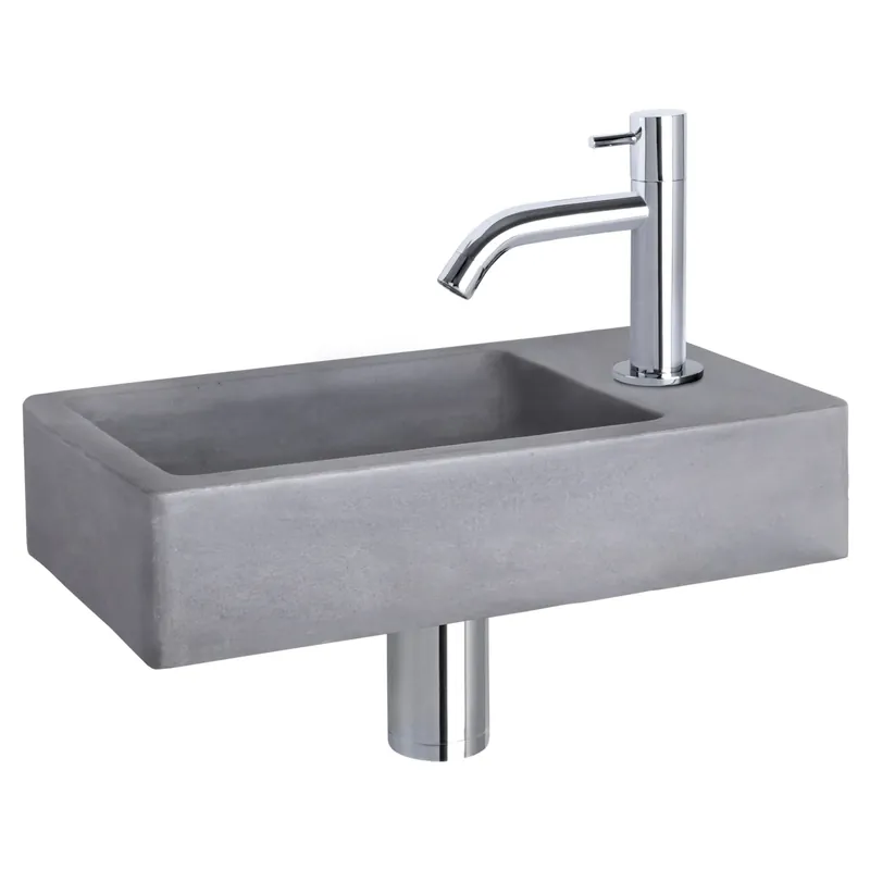Tijdelijk Beschikbaar Differnz Force fonteinset beton donkergrijs - kraan gebogen - 40 x 22 x 8 cm - chroom