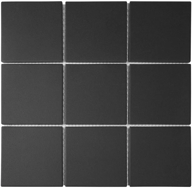 Goedkoop The Mosaic Factory London Mozaiek Tegel Vierkant - Zwart Porselein Ongeglazuurd, R11 95x95x6 mm