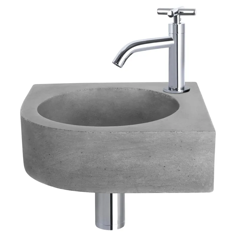 Finale Uitverkoop Differnz Cleo fonteinset beton donkergrijs - kraan kruis - 31.5 x 31.5 x 10 cm - chroom