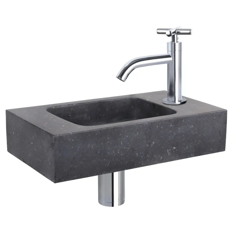 Betaalbaar Differnz fonteinset bombai black - natuursteen - kraan gebogen - 40 x 22 x 9 cm - rood koper