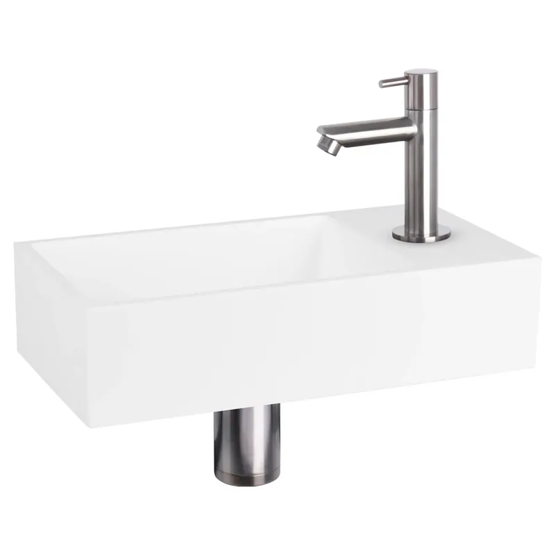 Laatste Kans Differnz Solid fonteinset solid surface - kraan recht - 36 x 18.5 x 9 cm - mat chroom