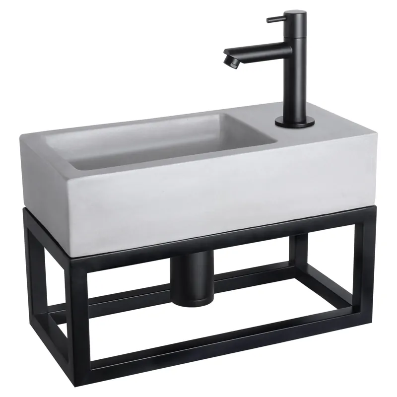 Differnz Ravo fonteinset beton donkergrijs - kraan gebogen - met handdoekrek - 38.5 x 18.5 x 9 cm - rood koper (kopie) Hete Deal
