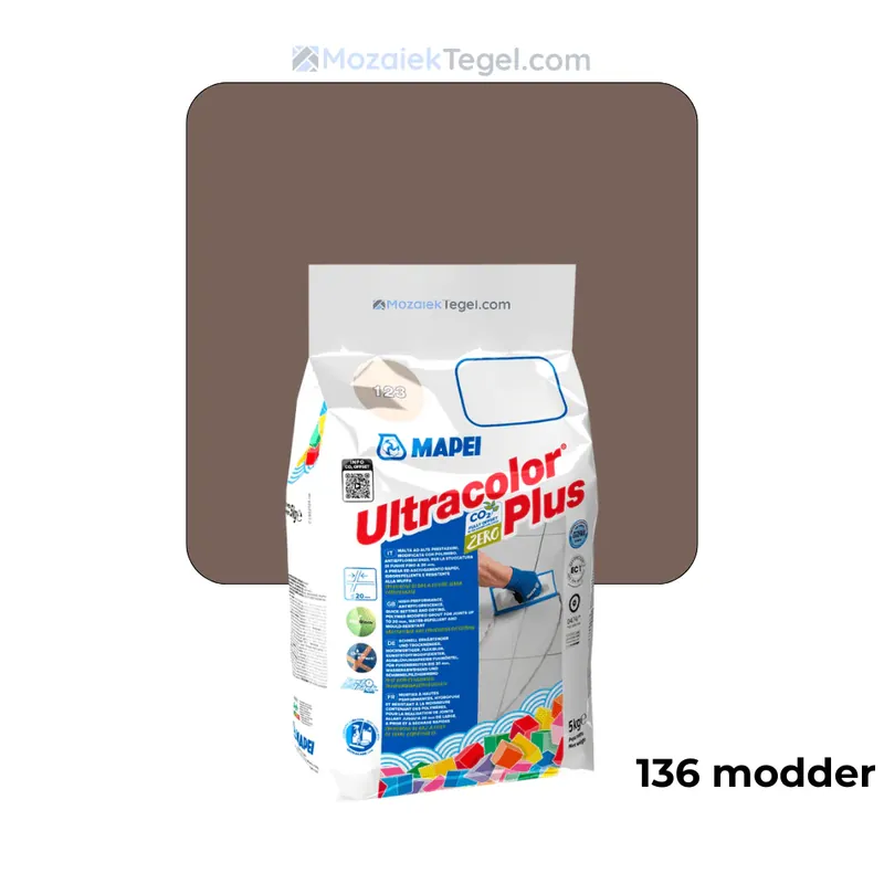 Koop Vandaag Mapei | Ultracolor Plus | 136 Modder | Cementgebonden | Voegmiddel | 5KG