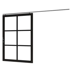 Steellook schuifdeur enkel zwart gespoten Douglas 150×227,4cm rechts incl hang en sluitwerk Beperkt Aanbod