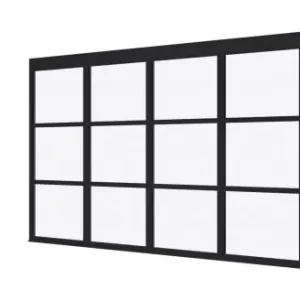 Steellook glaswand T zwart gespoten Douglas 348x230cm Finale Uitverkoop