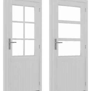 Paneeldeur wit gespoten Douglas 73x193cm + kozijn 86,4×200,1cm incl hang en sluitwerk Express Levering