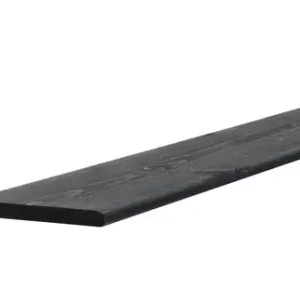 Grenen geschaafde plank 1,6 x 14,0 x 400 cm, zwart gespoten. Korting
