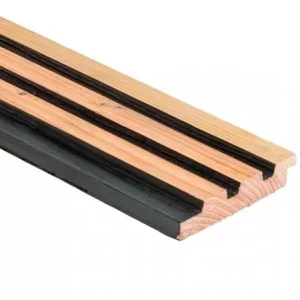 Douglas geschaafd triple profiel met afgeschaafde voorzijde 2,5 X 14 X 400 cm, zwart gespoten. Gecertificeerd