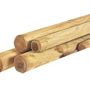 Op = Op Grenen ronde paal cilindrisch gefreesd haaks gekort 1 zijde gekroond, Ø 10 x 400 cm, groen geïmpregneerd.
