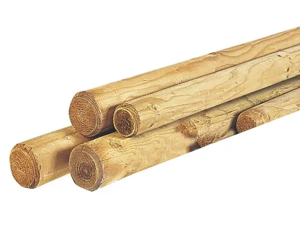 Voordeelprijs Grenen ronde paal cilindrisch gefreesd haaks gekort 1 zijde gekroond, Ø 10 x 500 cm, groen geïmpregneerd.