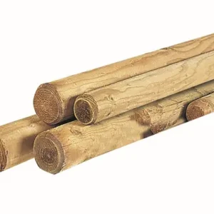 Beperkt Aanbod Grenen ronde paal cilindrisch gefreesd 1 zijde gepunt 1 zijde gekroond, Ø 6 x 150 cm, groen geïmpregneerd.